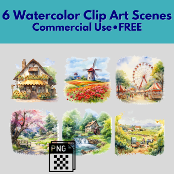 6 FREE Watercolor Clip Art Country Scenes